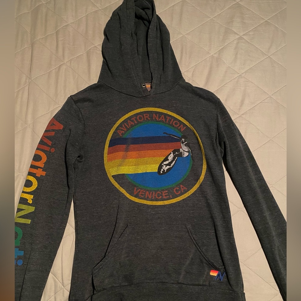 **sold**Aviator Nation unisex hoodie in charcoal.